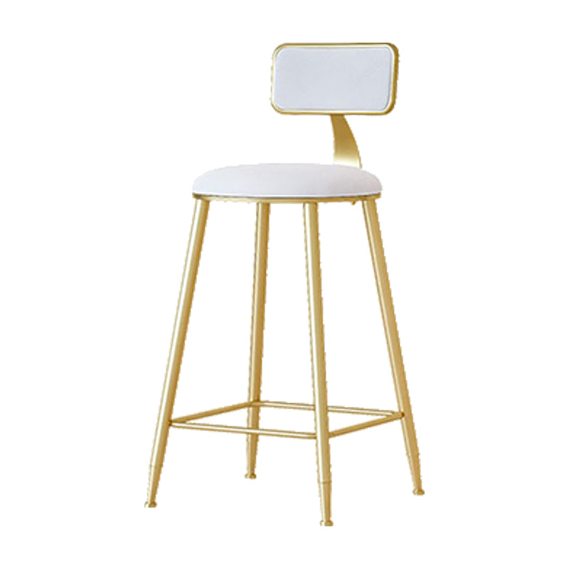 Nordic Backrest Armless Counter Stool Iron Cafe Bar Stool with Pedal and Cushion