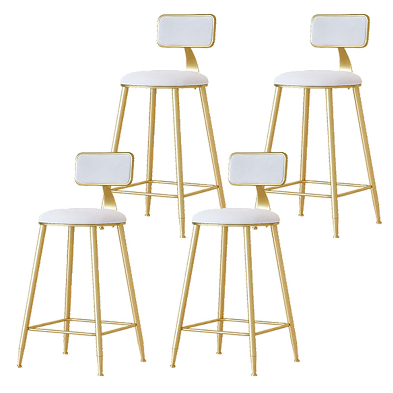 Nordic Backrest Armless Counter Stool Iron Cafe Bar Stool with Pedal and Cushion