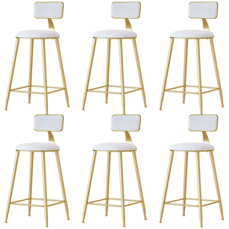 Nordic Backrest Armless Counter Stool Iron Cafe Bar Stool with Pedal and Cushion