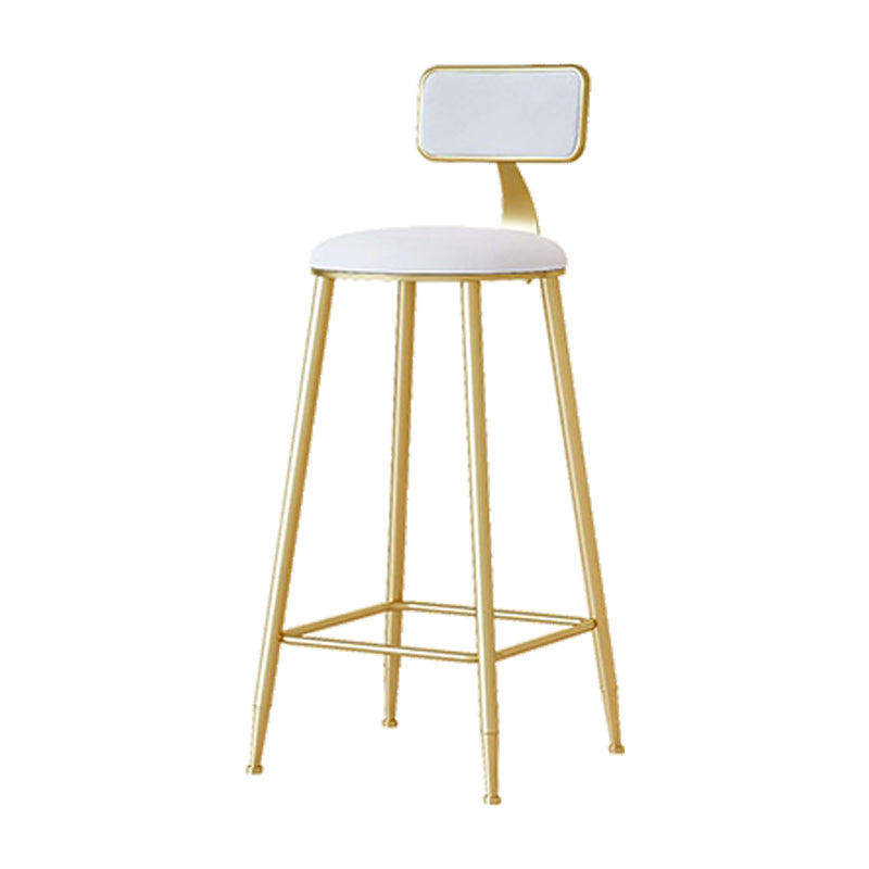 Nordic Backrest Armless Counter Stool Iron Cafe Bar Stool with Pedal and Cushion