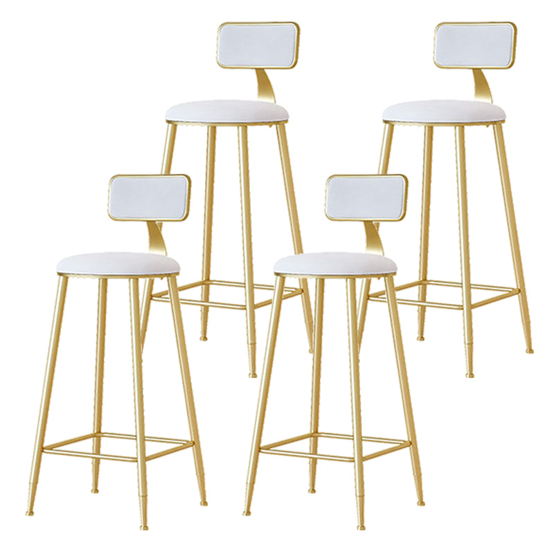 Nordic Backrest Armless Counter Stool Iron Cafe Bar Stool with Pedal and Cushion