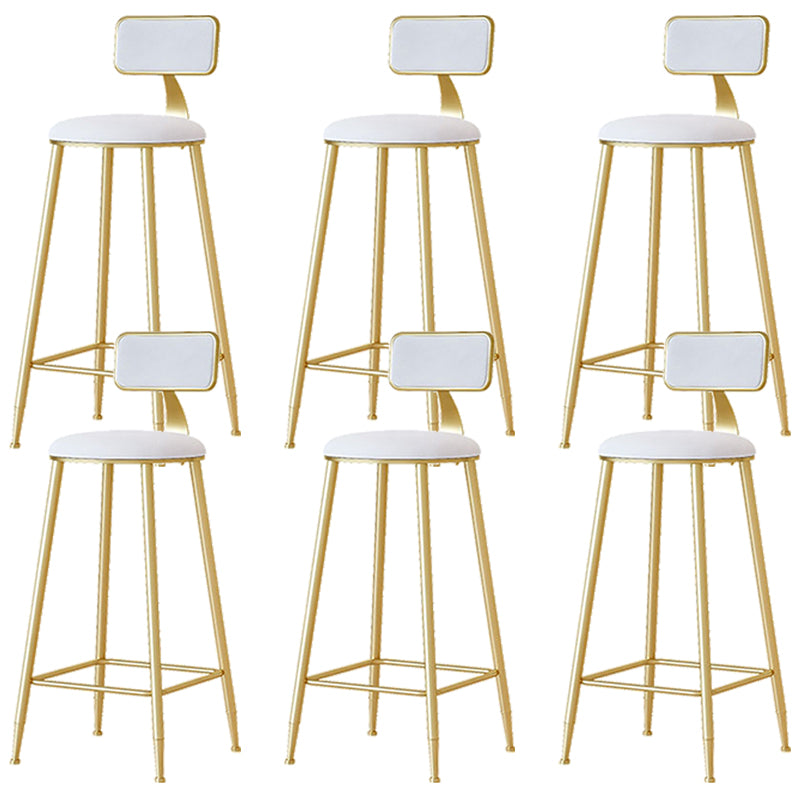 Nordic Backrest Armless Counter Stool Iron Cafe Bar Stool with Pedal and Cushion