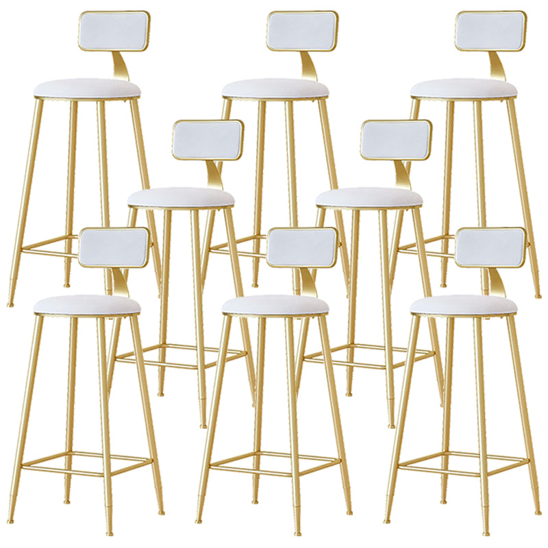 Nordic Backrest Armless Counter Stool Iron Cafe Bar Stool with Pedal and Cushion