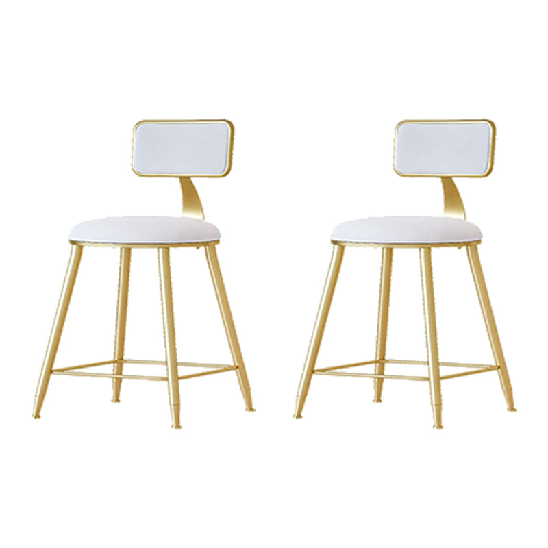 Nordic Backrest Armless Counter Stool Iron Cafe Bar Stool with Pedal and Cushion