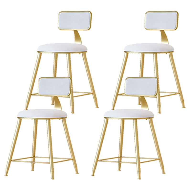 Nordic Backrest Armless Counter Stool Iron Cafe Bar Stool with Pedal and Cushion