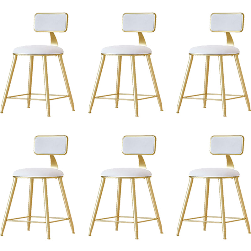 Nordic Backrest Armless Counter Stool Iron Cafe Bar Stool with Pedal and Cushion