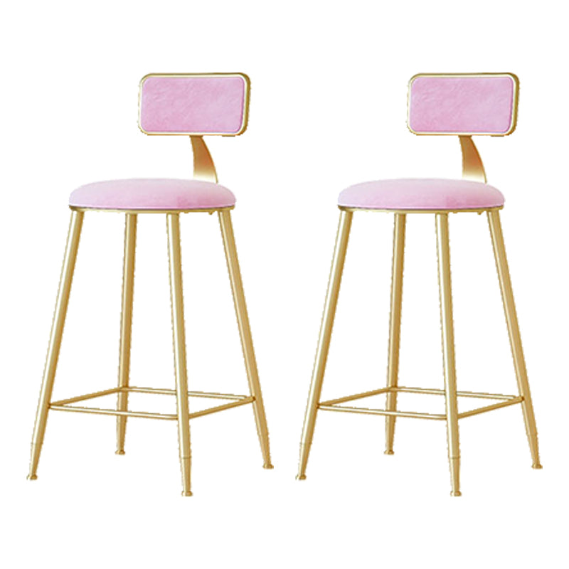 Nordic Backrest Armless Counter Stool Iron Cafe Bar Stool with Pedal and Cushion