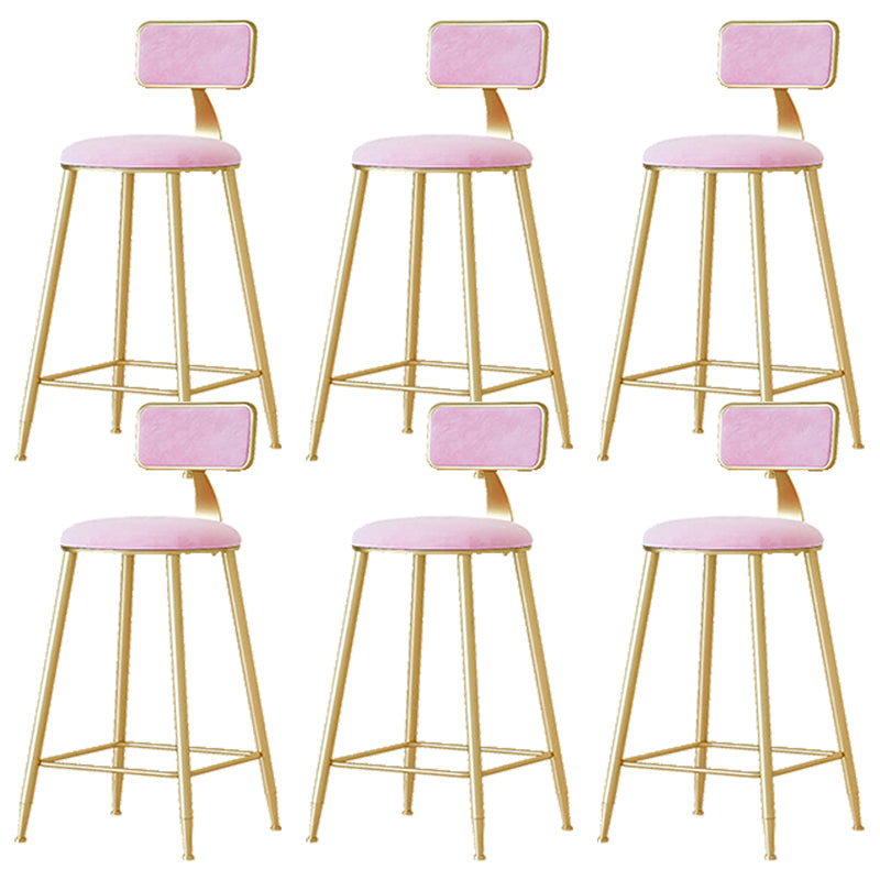 Nordic Backrest Armless Counter Stool Iron Cafe Bar Stool with Pedal and Cushion