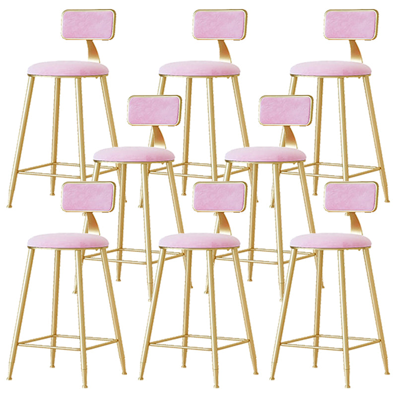 Nordic Backrest Armless Counter Stool Iron Cafe Bar Stool with Pedal and Cushion