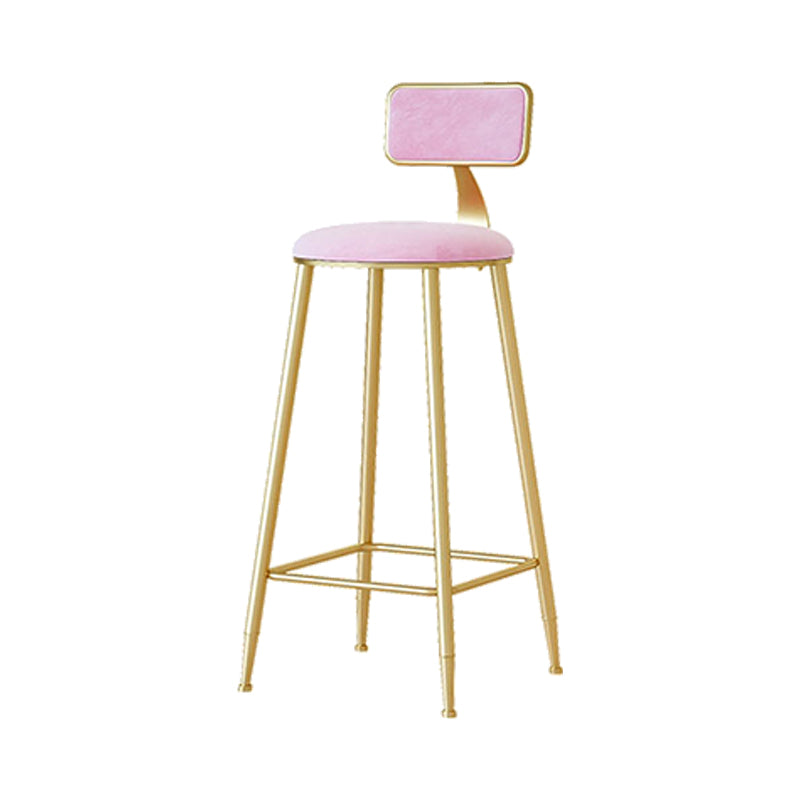 Nordic Backrest Armless Counter Stool Iron Cafe Bar Stool with Pedal and Cushion