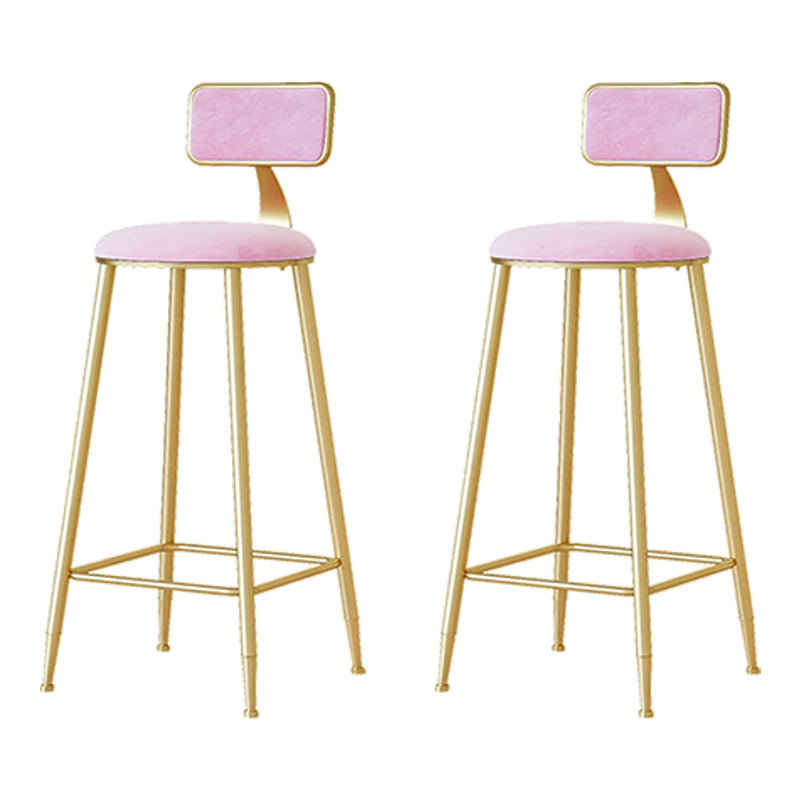 Nordic Backrest Armless Counter Stool Iron Cafe Bar Stool with Pedal and Cushion