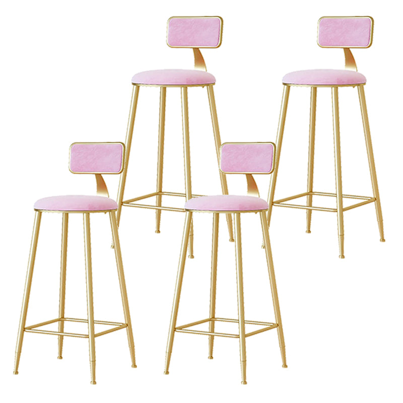 Nordic Backrest Armless Counter Stool Iron Cafe Bar Stool with Pedal and Cushion