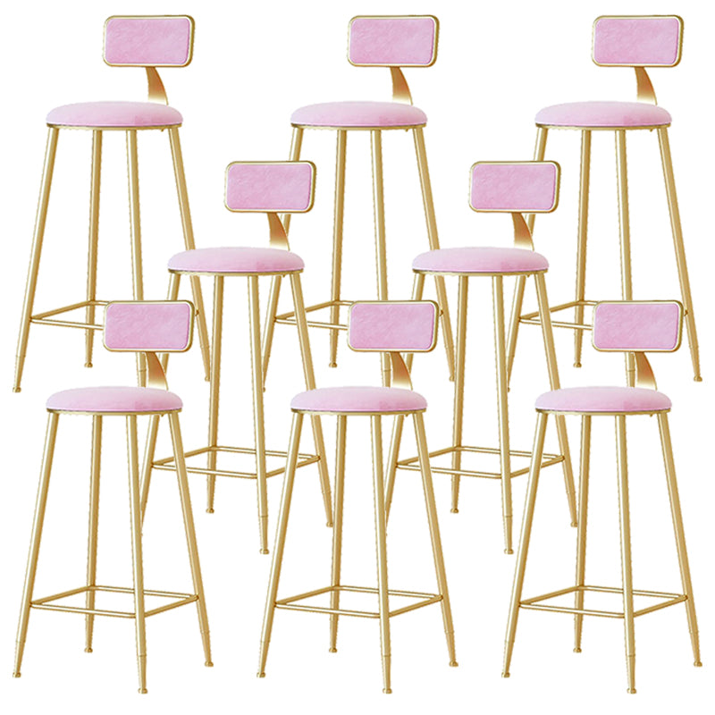 Nordic Backrest Armless Counter Stool Iron Cafe Bar Stool with Pedal and Cushion