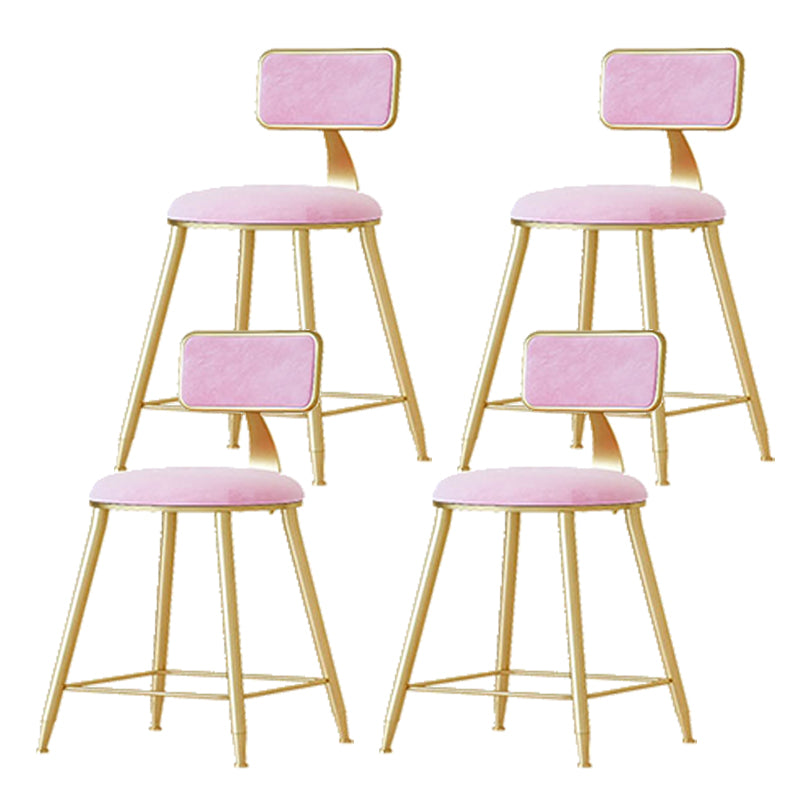 Nordic Backrest Armless Counter Stool Iron Cafe Bar Stool with Pedal and Cushion