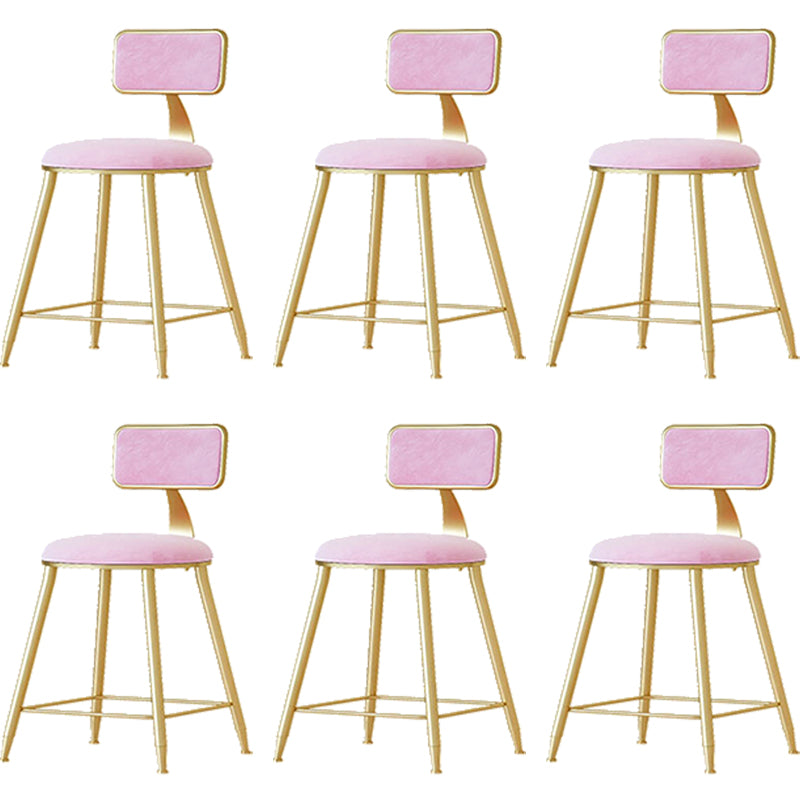 Nordic Backrest Armless Counter Stool Iron Cafe Bar Stool with Pedal and Cushion