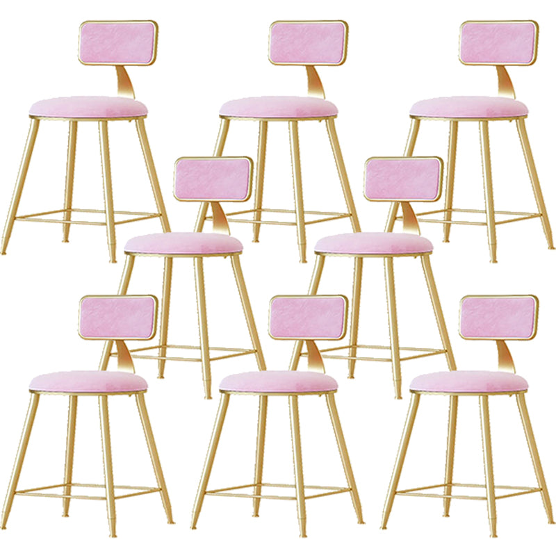 Nordic Backrest Armless Counter Stool Iron Cafe Bar Stool with Pedal and Cushion