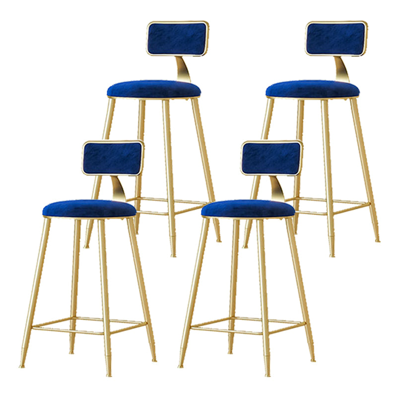Nordic Backrest Armless Counter Stool Iron Cafe Bar Stool with Pedal and Cushion