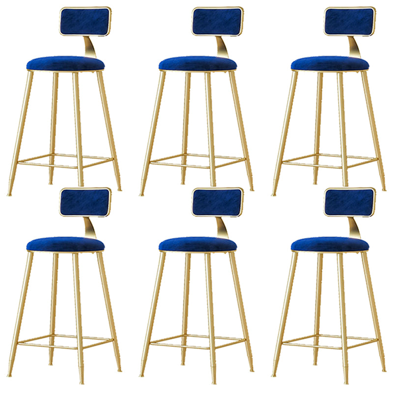 Nordic Backrest Armless Counter Stool Iron Cafe Bar Stool with Pedal and Cushion