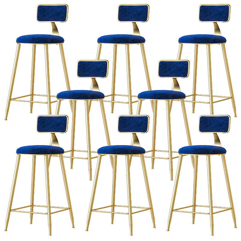 Nordic Backrest Armless Counter Stool Iron Cafe Bar Stool with Pedal and Cushion