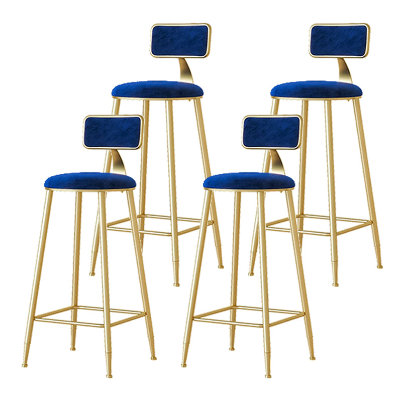 Nordic Backrest Armless Counter Stool Iron Cafe Bar Stool with Pedal and Cushion