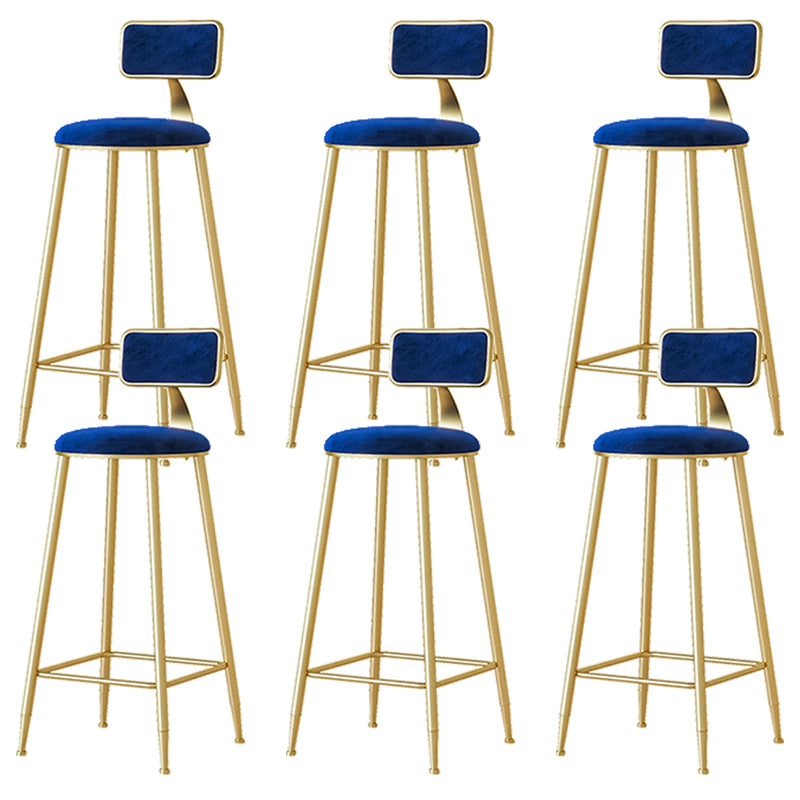 Nordic Backrest Armless Counter Stool Iron Cafe Bar Stool with Pedal and Cushion