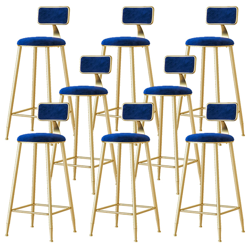 Nordic Backrest Armless Counter Stool Iron Cafe Bar Stool with Pedal and Cushion