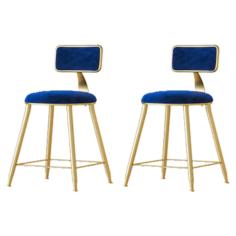 Nordic Backrest Armless Counter Stool Iron Cafe Bar Stool with Pedal and Cushion