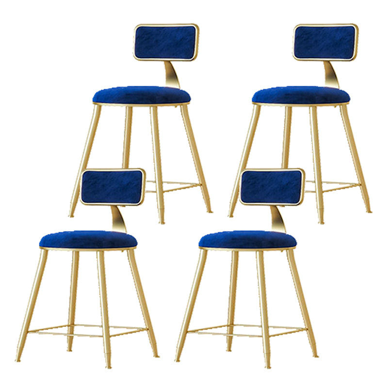 Nordic Backrest Armless Counter Stool Iron Cafe Bar Stool with Pedal and Cushion