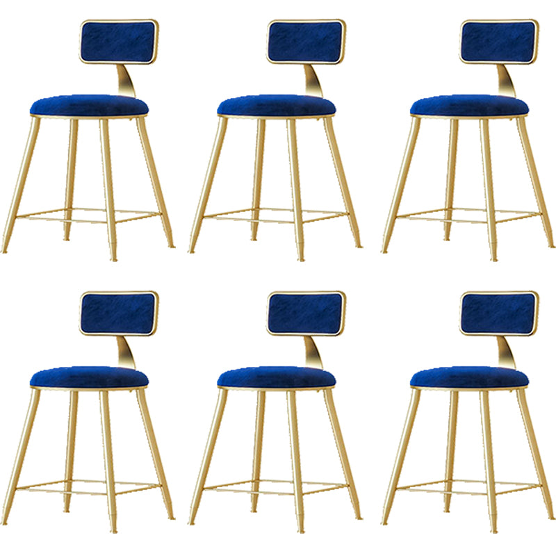 Nordic Backrest Armless Counter Stool Iron Cafe Bar Stool with Pedal and Cushion