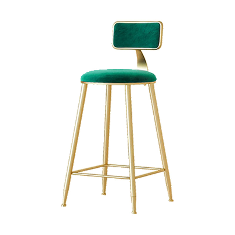 Nordic Backrest Armless Counter Stool Iron Cafe Bar Stool with Pedal and Cushion