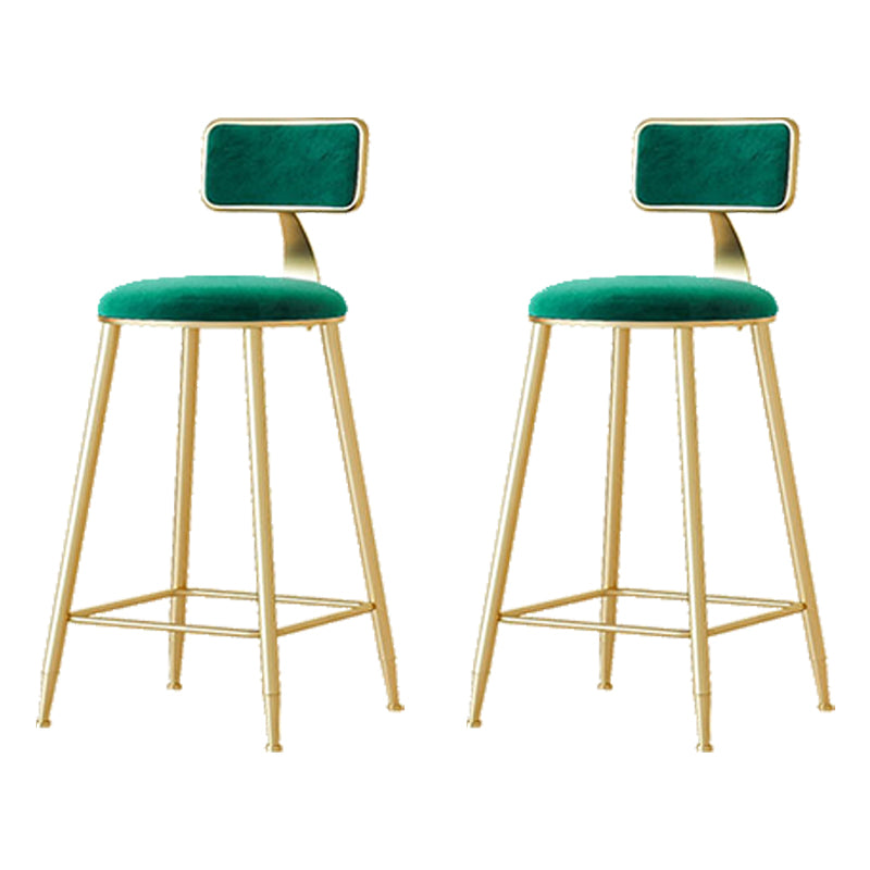 Nordic Backrest Armless Counter Stool Iron Cafe Bar Stool with Pedal and Cushion