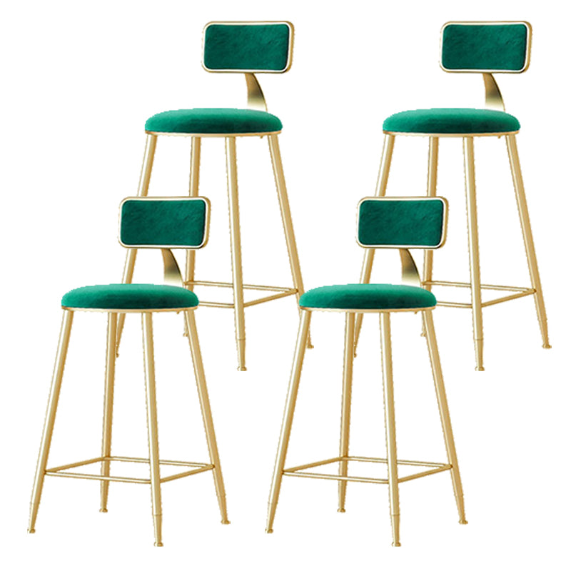 Nordic Backrest Armless Counter Stool Iron Cafe Bar Stool with Pedal and Cushion