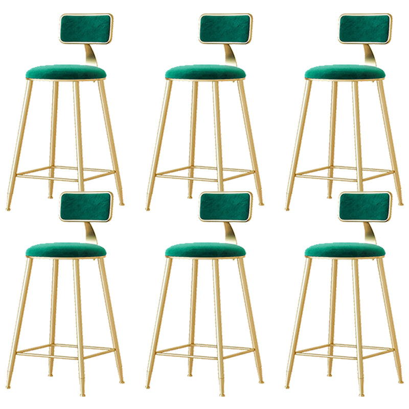 Nordic Backrest Armless Counter Stool Iron Cafe Bar Stool with Pedal and Cushion