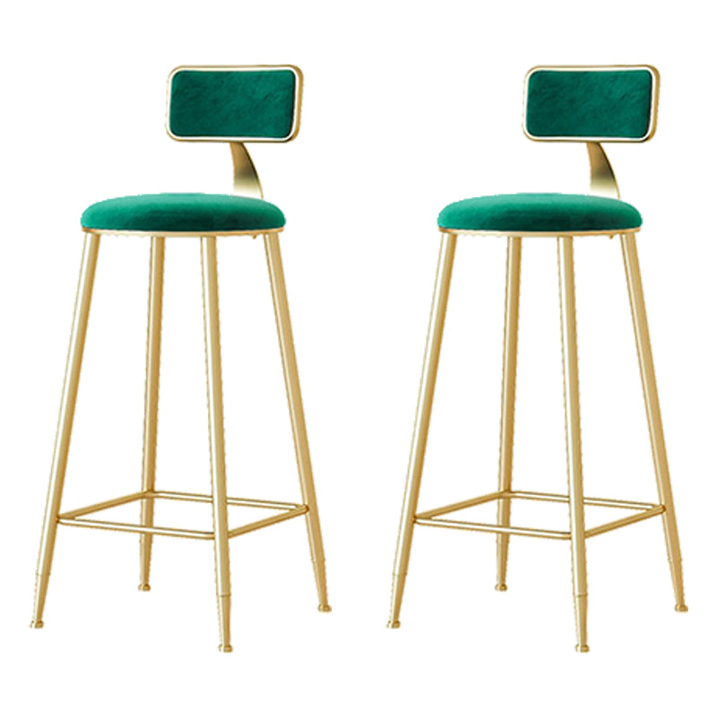 Nordic Backrest Armless Counter Stool Iron Cafe Bar Stool with Pedal and Cushion