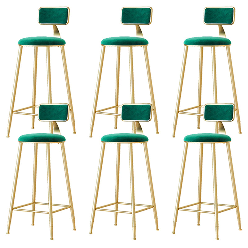 Nordic Backrest Armless Counter Stool Iron Cafe Bar Stool with Pedal and Cushion
