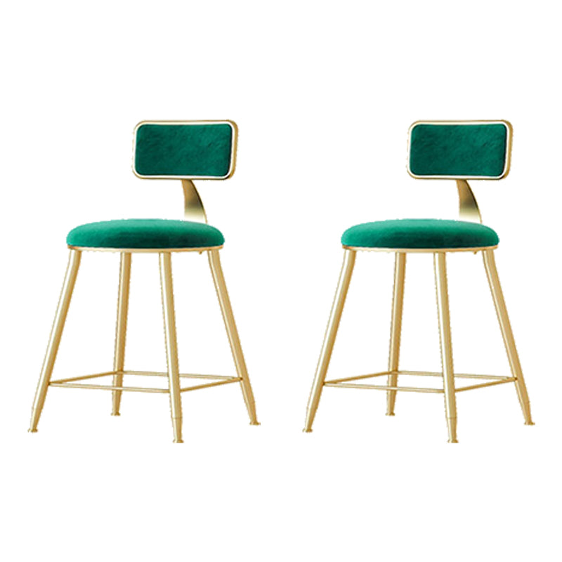 Nordic Backrest Armless Counter Stool Iron Cafe Bar Stool with Pedal and Cushion