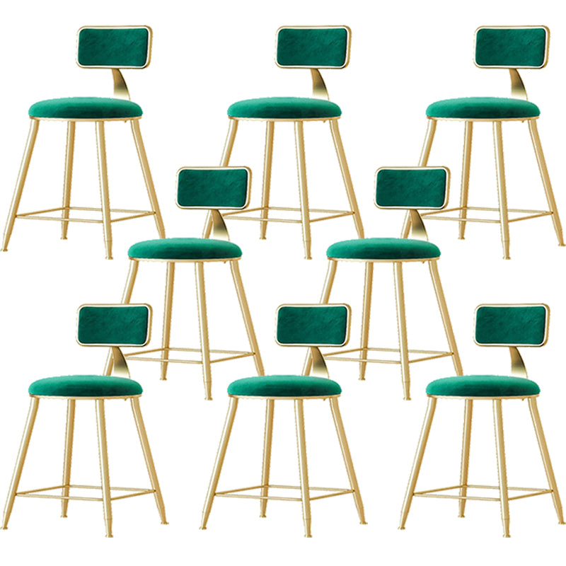 Nordic Backrest Armless Counter Stool Iron Cafe Bar Stool with Pedal and Cushion