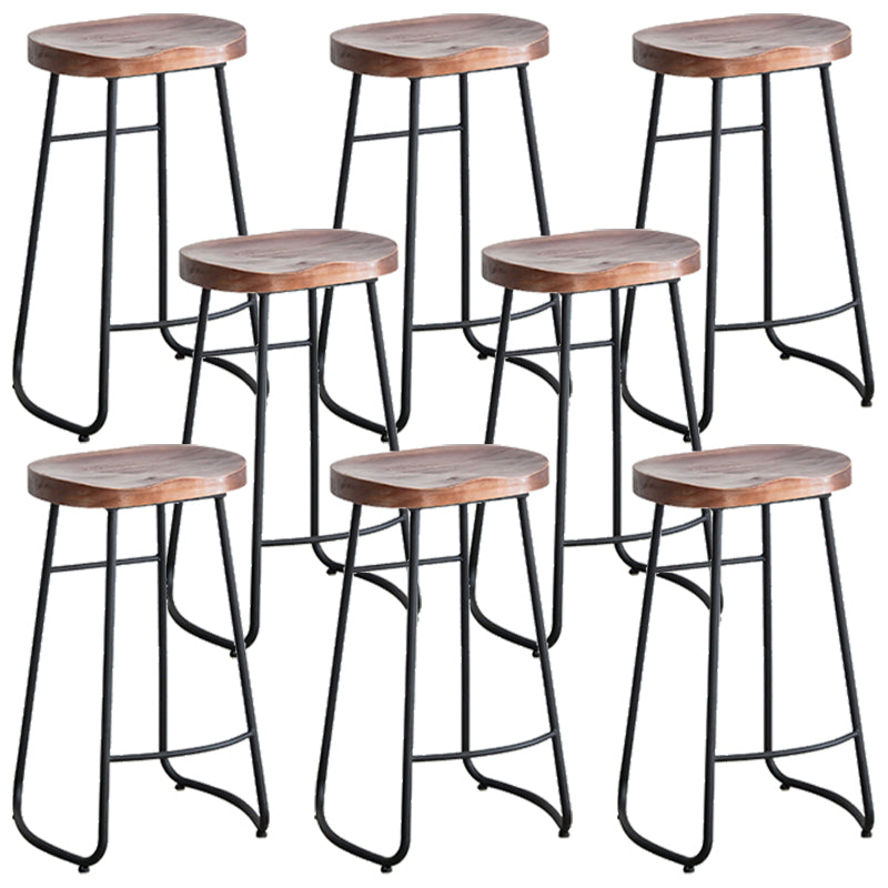 Industrial Indoor Solid Wood Stool Footrest Backless Contoured Seat Dining Stool