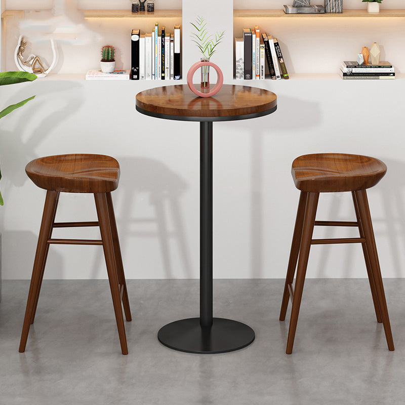 Indoor Modern Counter-height Stool Solid Wood Footrest Saddle Seat Counter Stool
