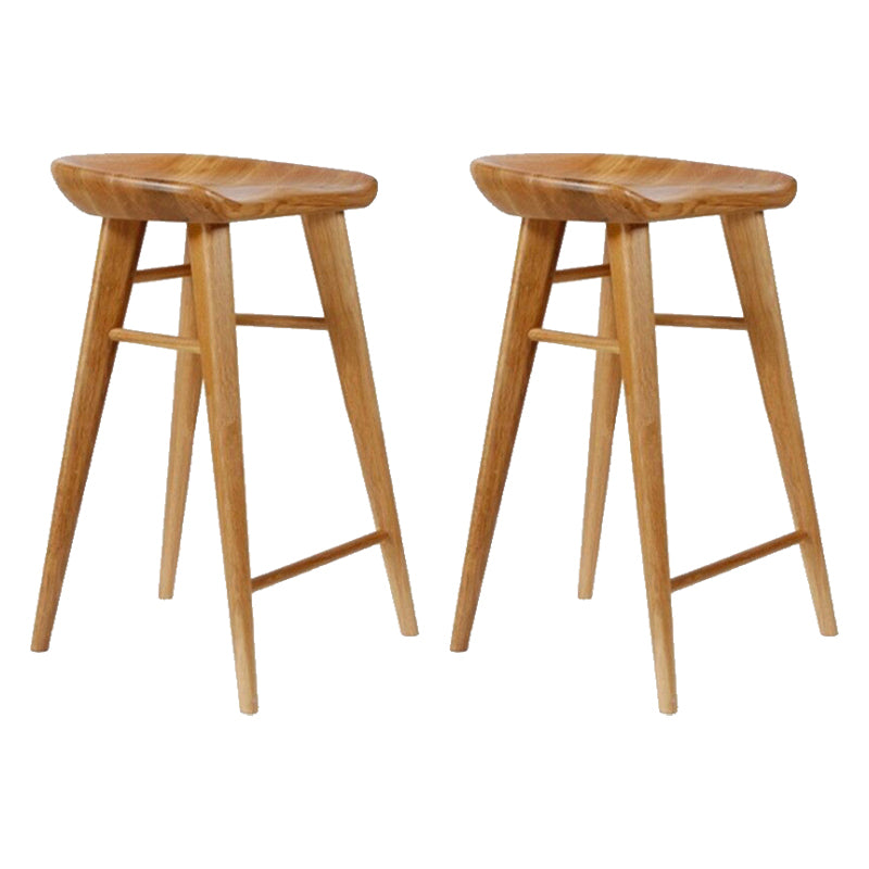 Indoor Modern Counter-height Stool Solid Wood Footrest Saddle Seat Counter Stool