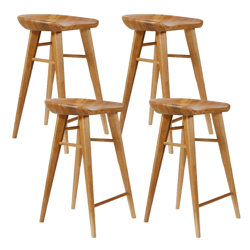 Indoor Modern Counter-height Stool Solid Wood Footrest Saddle Seat Counter Stool
