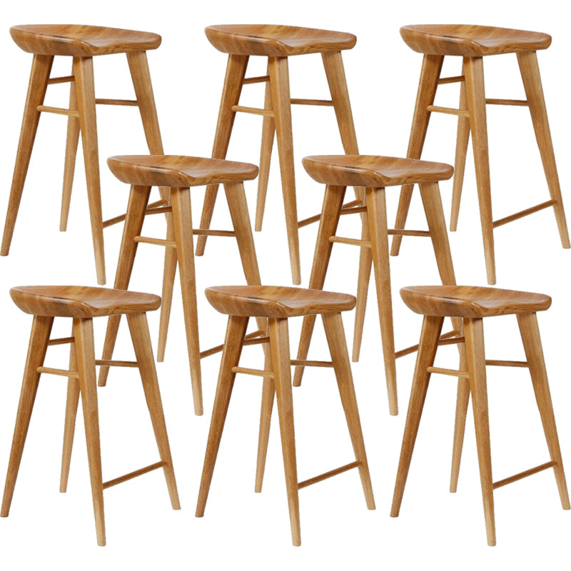 Indoor Modern Counter-height Stool Solid Wood Footrest Saddle Seat Counter Stool