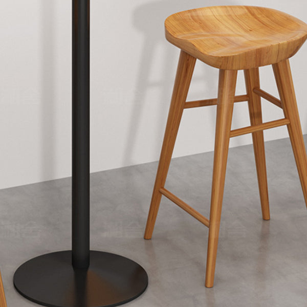 Indoor Modern Counter-height Stool Solid Wood Footrest Saddle Seat Counter Stool