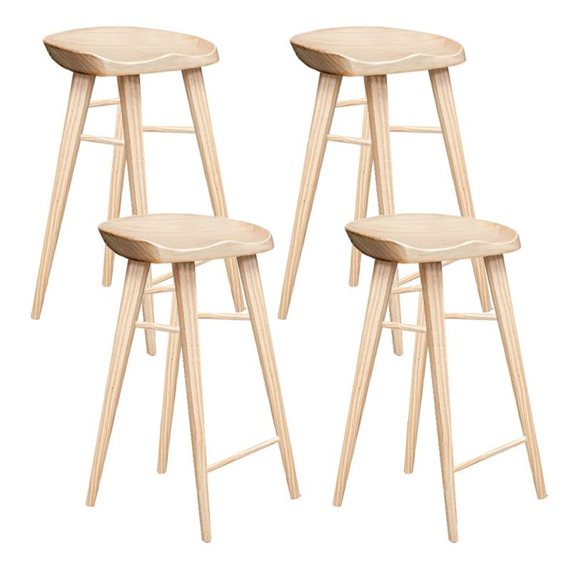 Indoor Modern Counter-height Stool Solid Wood Footrest Saddle Seat Counter Stool
