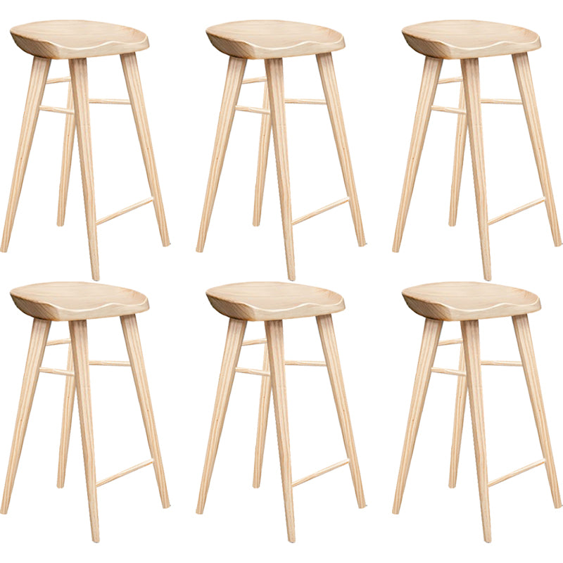 Indoor Modern Counter-height Stool Solid Wood Footrest Saddle Seat Counter Stool