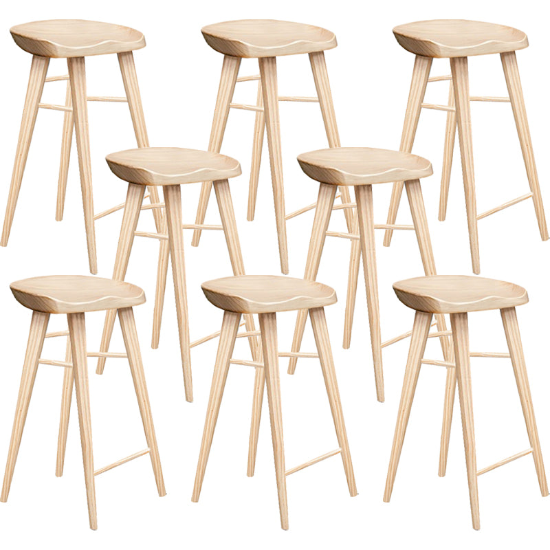 Indoor Modern Counter-height Stool Solid Wood Footrest Saddle Seat Counter Stool