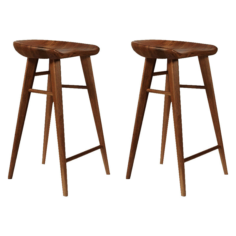Indoor Modern Counter-height Stool Solid Wood Footrest Saddle Seat Counter Stool