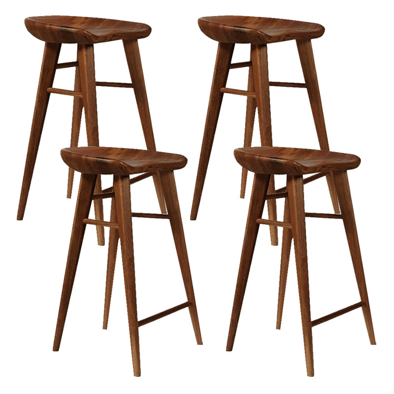 Indoor Modern Counter-height Stool Solid Wood Footrest Saddle Seat Counter Stool