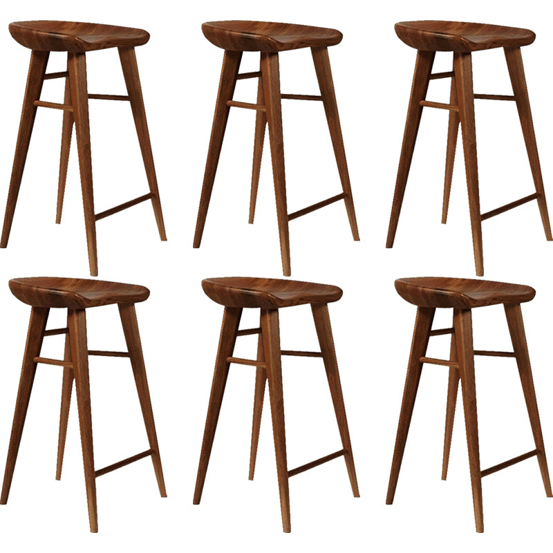 Indoor Modern Counter-height Stool Solid Wood Footrest Saddle Seat Counter Stool