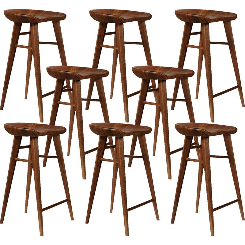 Indoor Modern Counter-height Stool Solid Wood Footrest Saddle Seat Counter Stool
